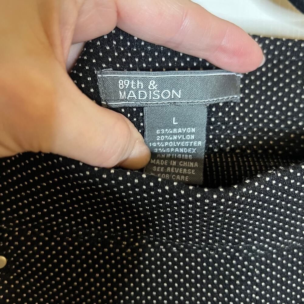 89th & Madison Black White Dot Pull-On Pants Size Large